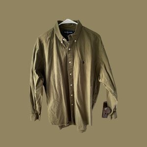 Vintage Polo Ralph Lauren Blake Cotton Button Down in Olive Green Size Large